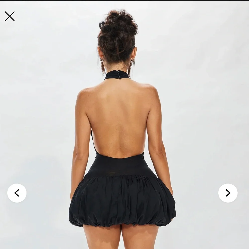 Black Mini Halter Bubble Dress - Picture 5 of 6